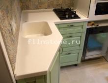 Небольшая акриловая столешница для кухни из светлого акрилового камня Grandex S110: купить в Москве