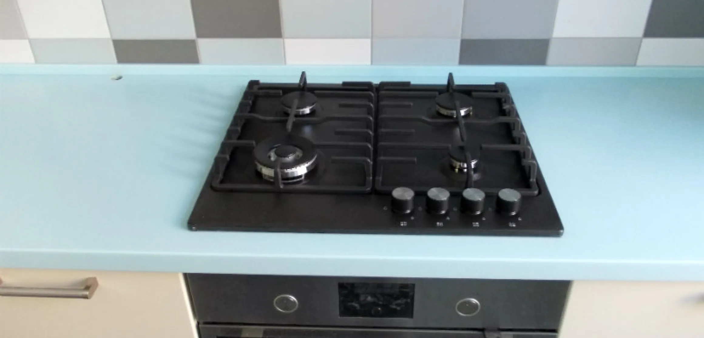 Столешница на кухню с подоконником из голубого искусственного камня Hanex S014 - фото 3