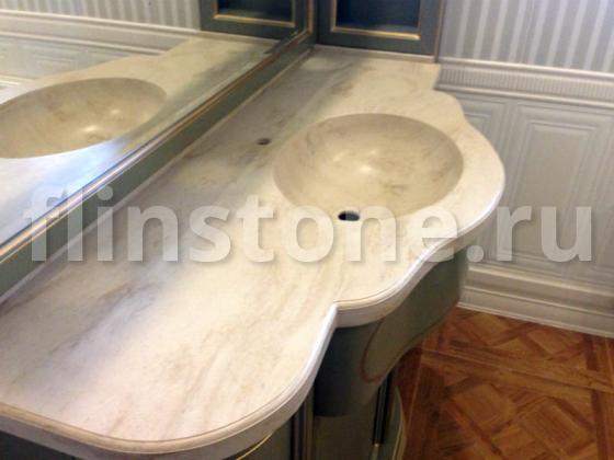 Фигурная столешница в ванную из искусственного камня Grandex: купить в Москве