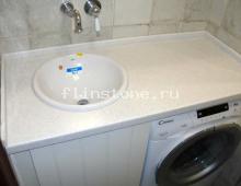 Столешница в ванную из белого искусственного камня Hanex: купить в Москве