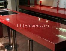 Столешница из искусственного камня с барной стойкой LG Hi-Macs S25 Fiery Red: купить в Москве