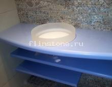 Столешница из искусственного камня Corian Diamond Blue в ванную: купить в Москве