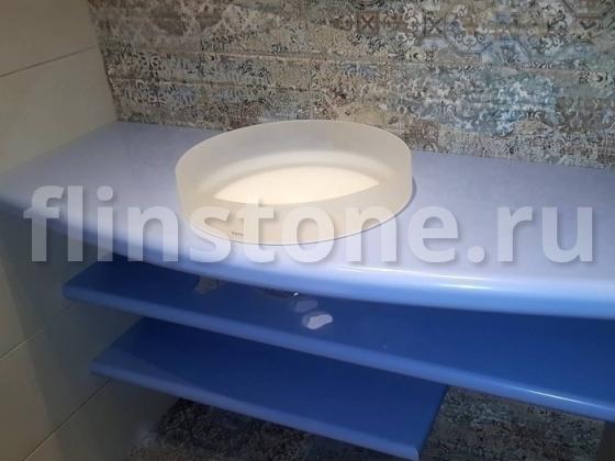 Столешница из искусственного камня Corian Diamond Blue в ванную