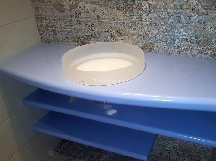 Столешница из искусственного камня Corian Diamond Blue в ванную: купить в Москве