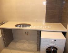 Акриловая столешница в ванную с круглым вырезом под раковину: купить в Москве