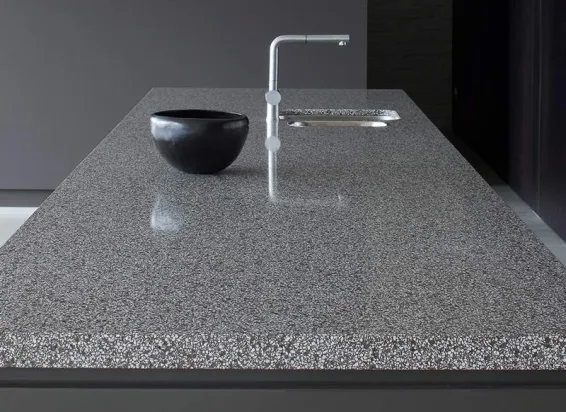 Столешница из искусственного камня кварцевая прямая TechniStone Taurus Terazzo Grey