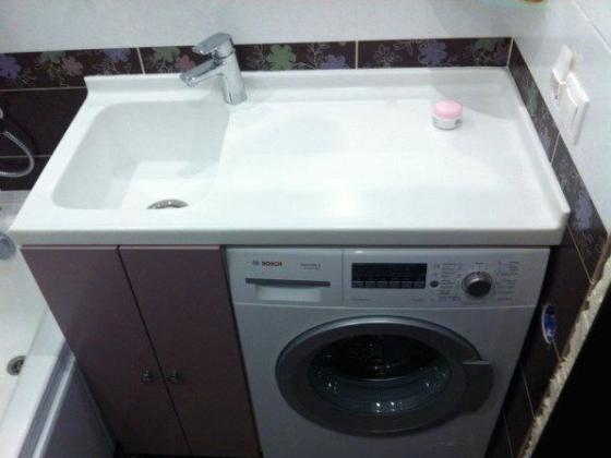 Столешница из искусственного камня над стиральной машинкой Staron с раковиной: купить в Москве