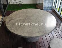 Круглый стол из искусстенного камня Hanex BL-256 Mountain Frost на веранду: купить в Москве