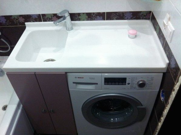 Столешница над стиральной машинкой Staron с раковиной из искусственного ...