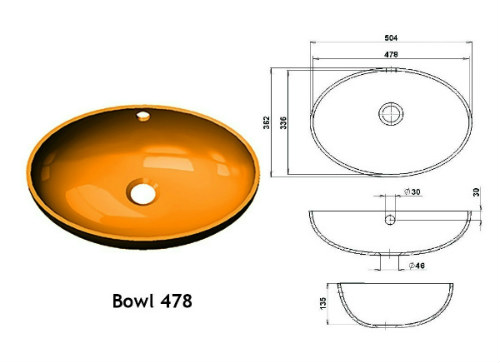 интегрированная раковина bowl-478